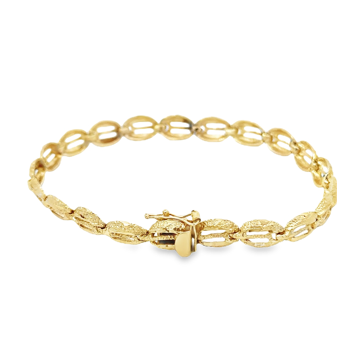 14kt yellow solid gold vintage bracelet fancy link