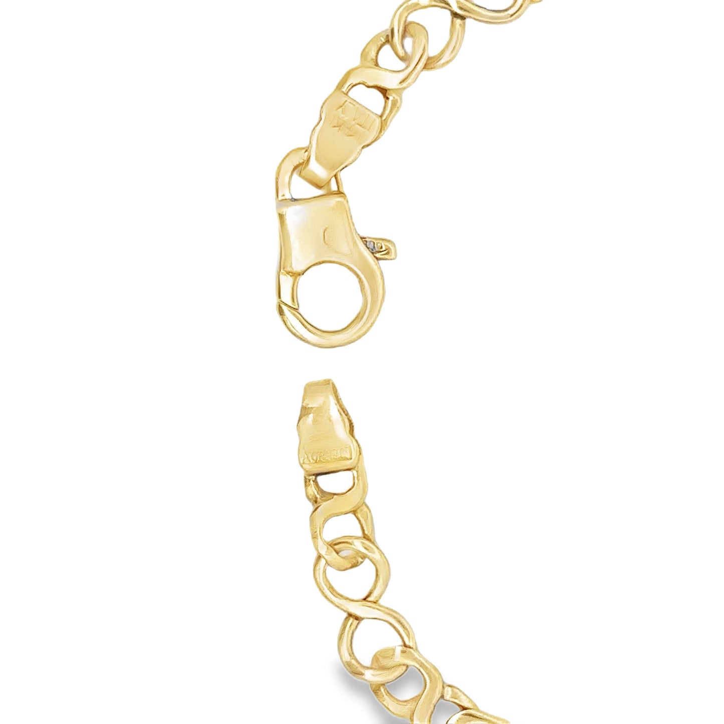 14kt yellow solid gold fancy link  vintage bracelet