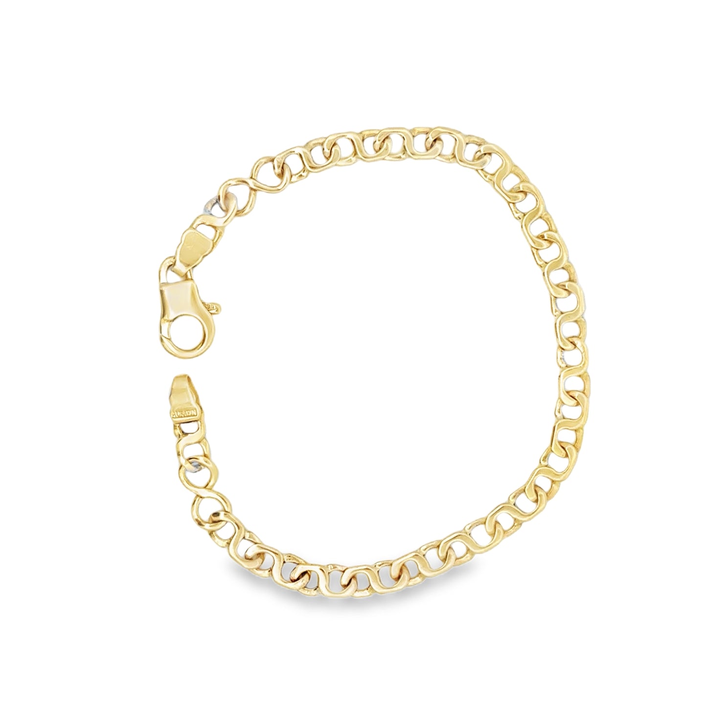 14kt yellow solid gold fancy link  vintage bracelet