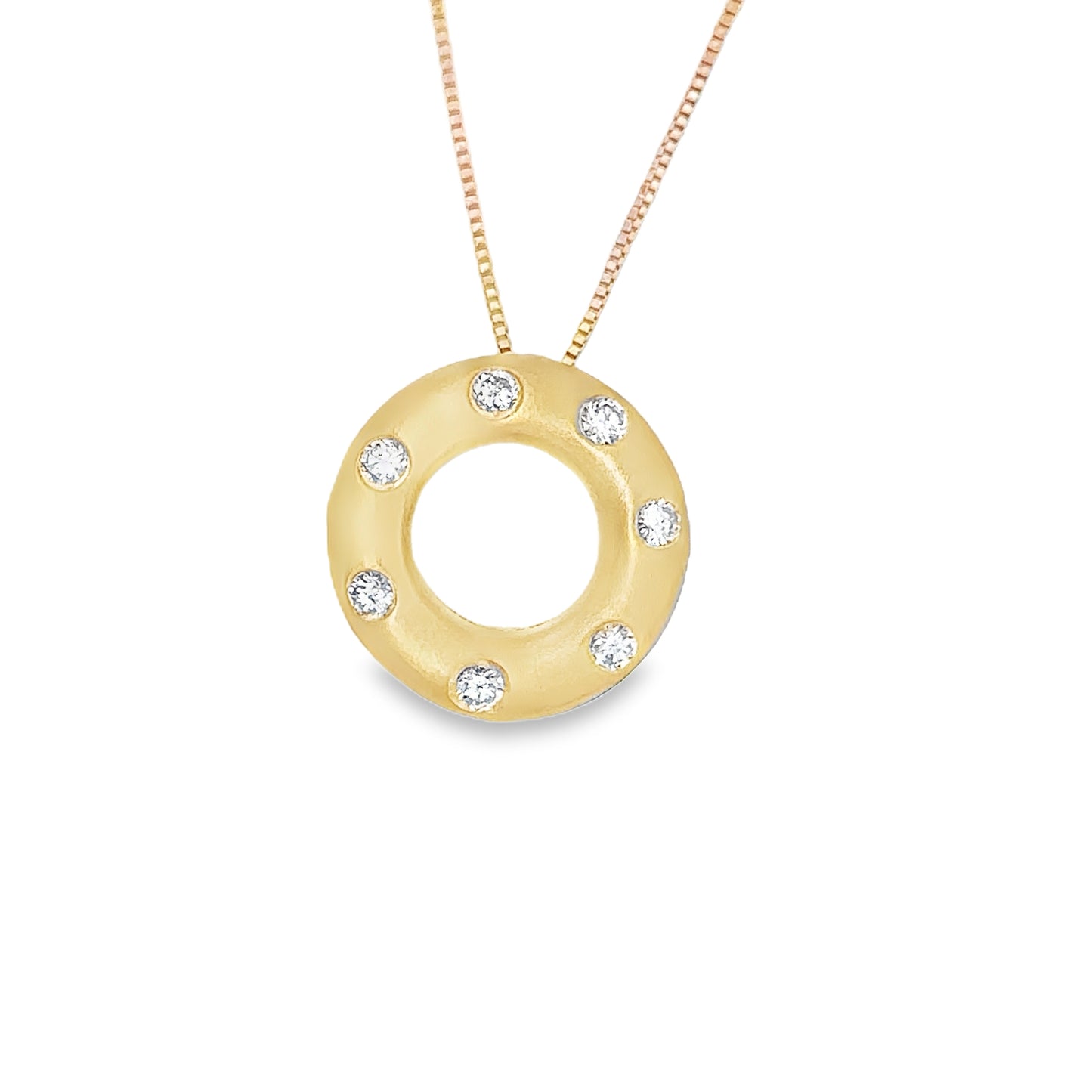 14kt yellow gold diamond circle necklace
