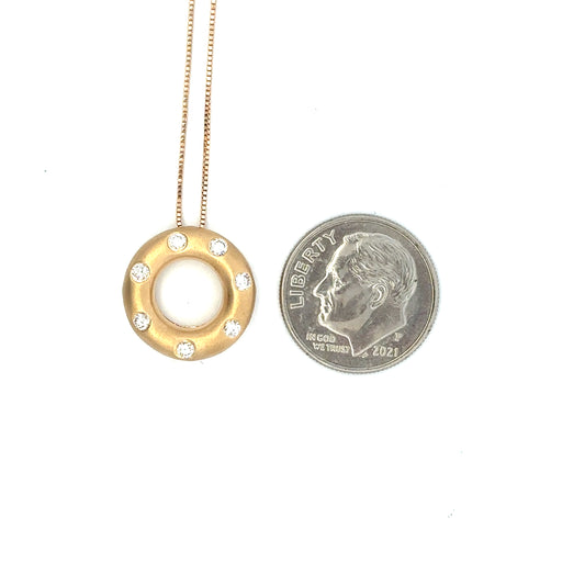 14kt yellow gold diamond circle necklace