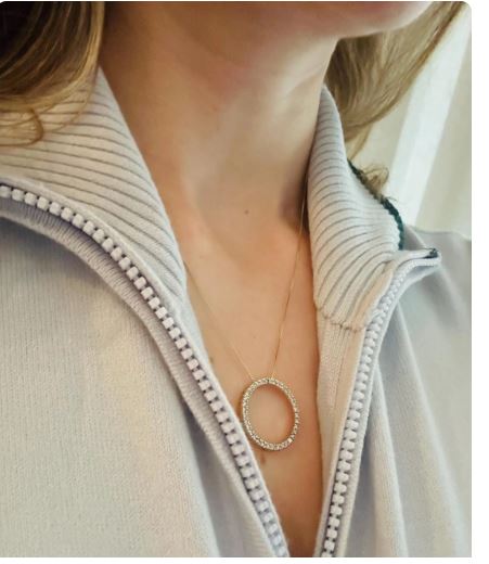 14kt yellow solid gold circle diamond pendant vintage
