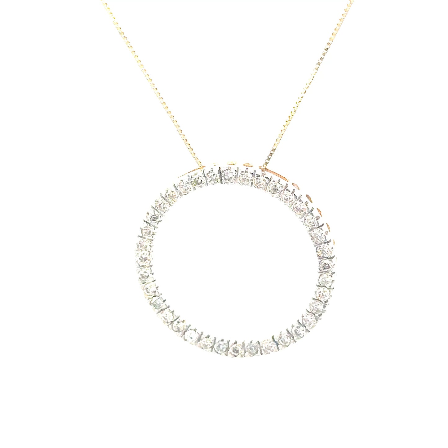 14kt yellow solid gold circle diamond pendant vintage