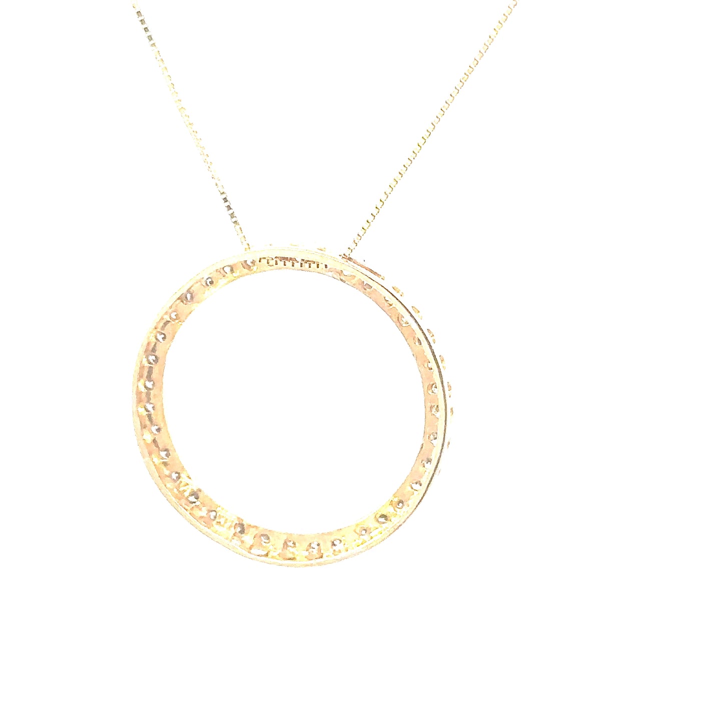 14kt yellow solid gold circle diamond pendant vintage