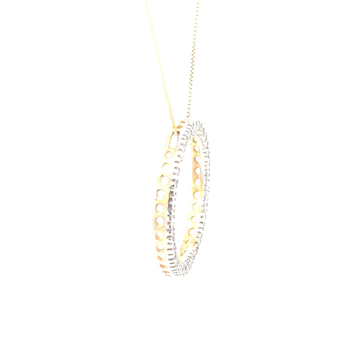 14kt yellow solid gold circle diamond pendant vintage