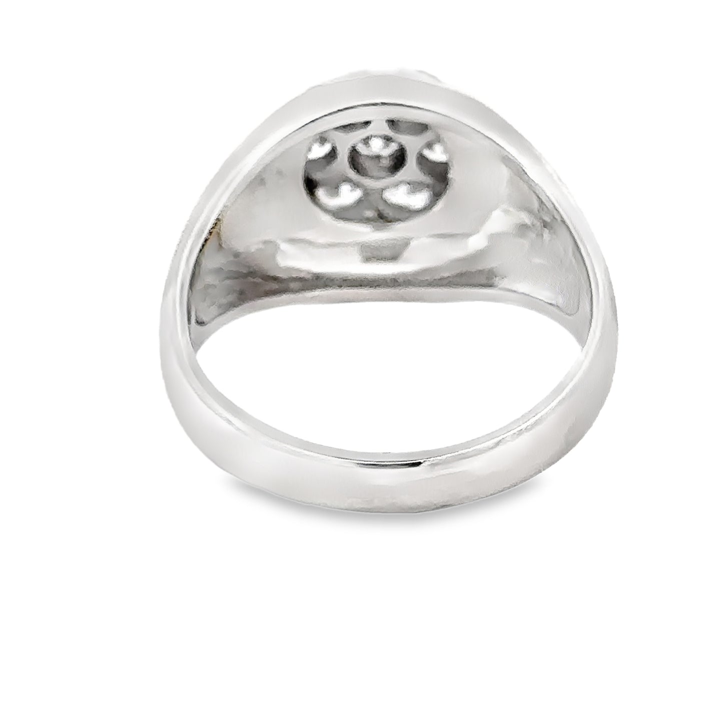 14kt white solid gold natural diamonds vintage men's ring
