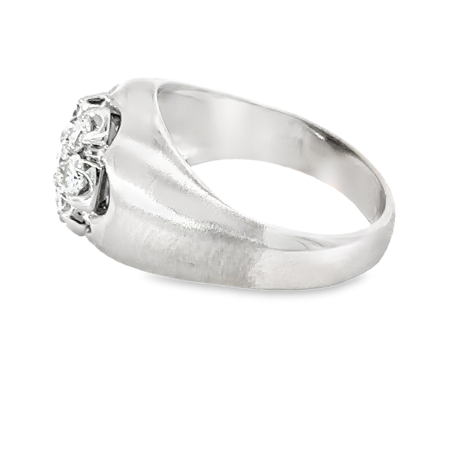 14kt white solid gold natural diamonds vintage men's ring