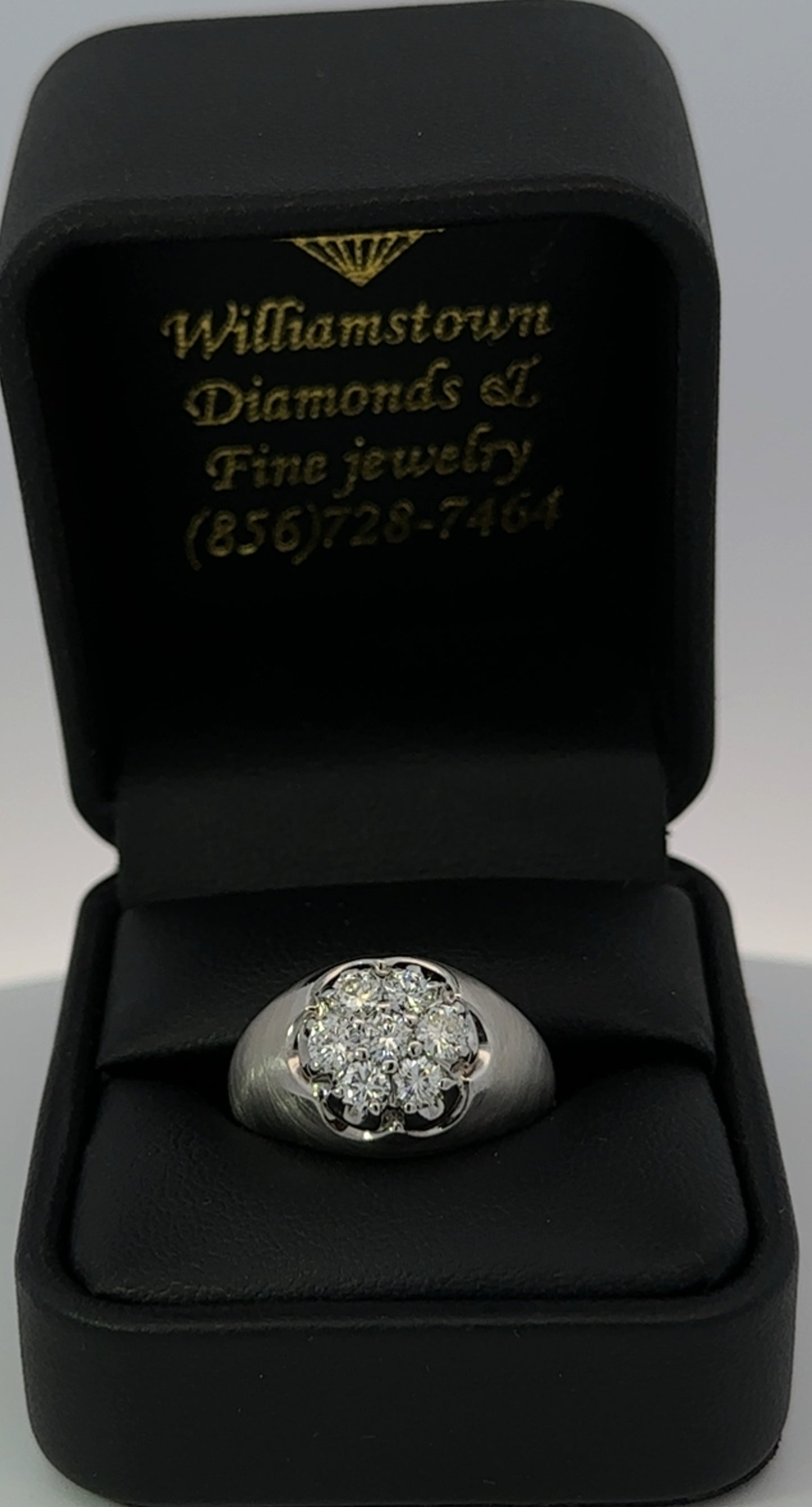 14kt white solid gold natural diamonds vintage men's ring
