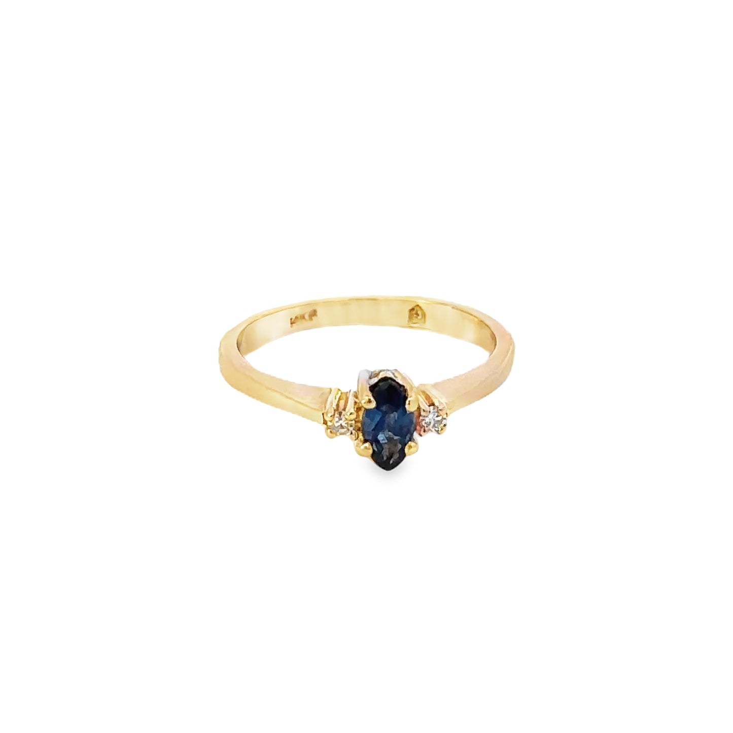 14kt yellow  solid gold sapphire ring