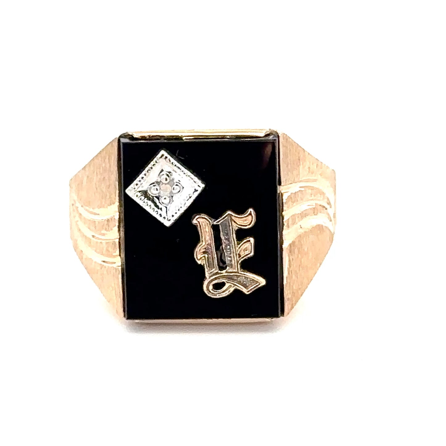 14kt solid yellow gold vintage  onyx ring