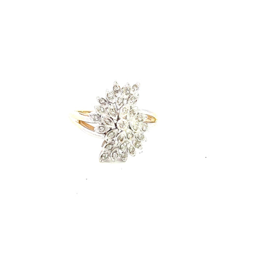 14kt  yellow  solid gold   diamond  cluster ring