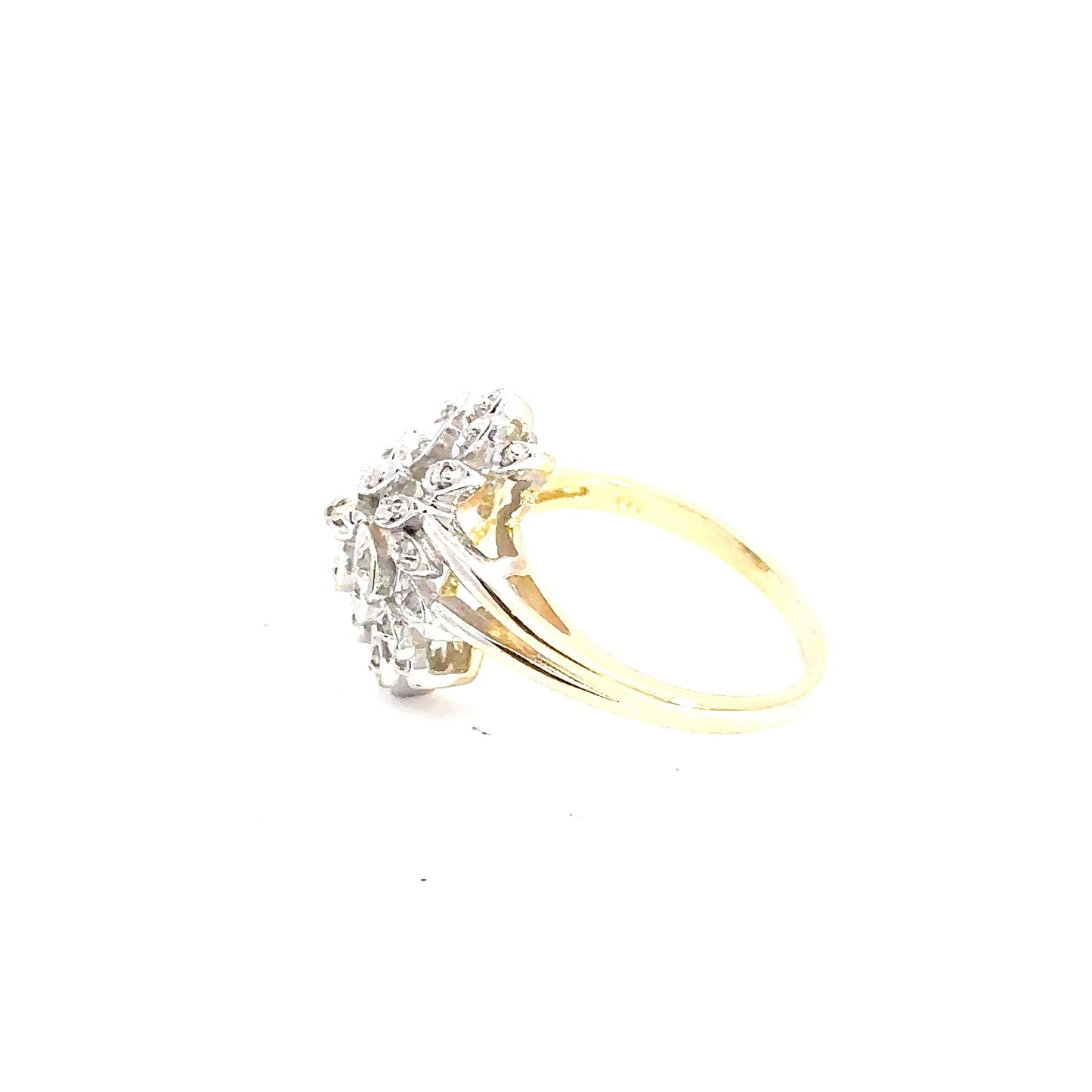 14kt  yellow  solid gold   diamond  cluster ring