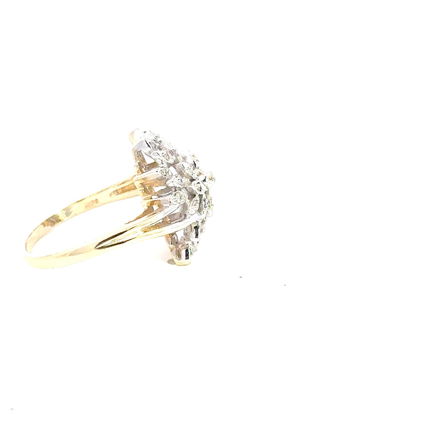 14kt  yellow  solid gold   diamond  cluster ring