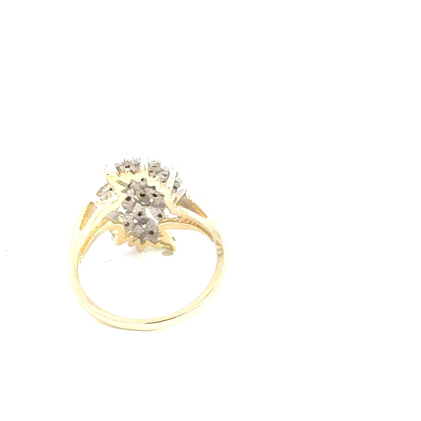 14kt  yellow  solid gold   diamond  cluster ring