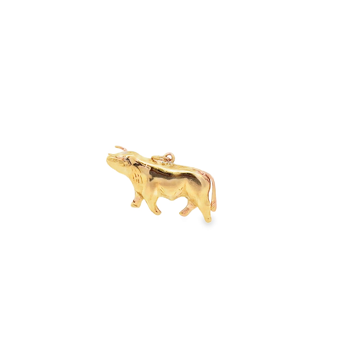 14kt yellow solid gold   bull charm vintage