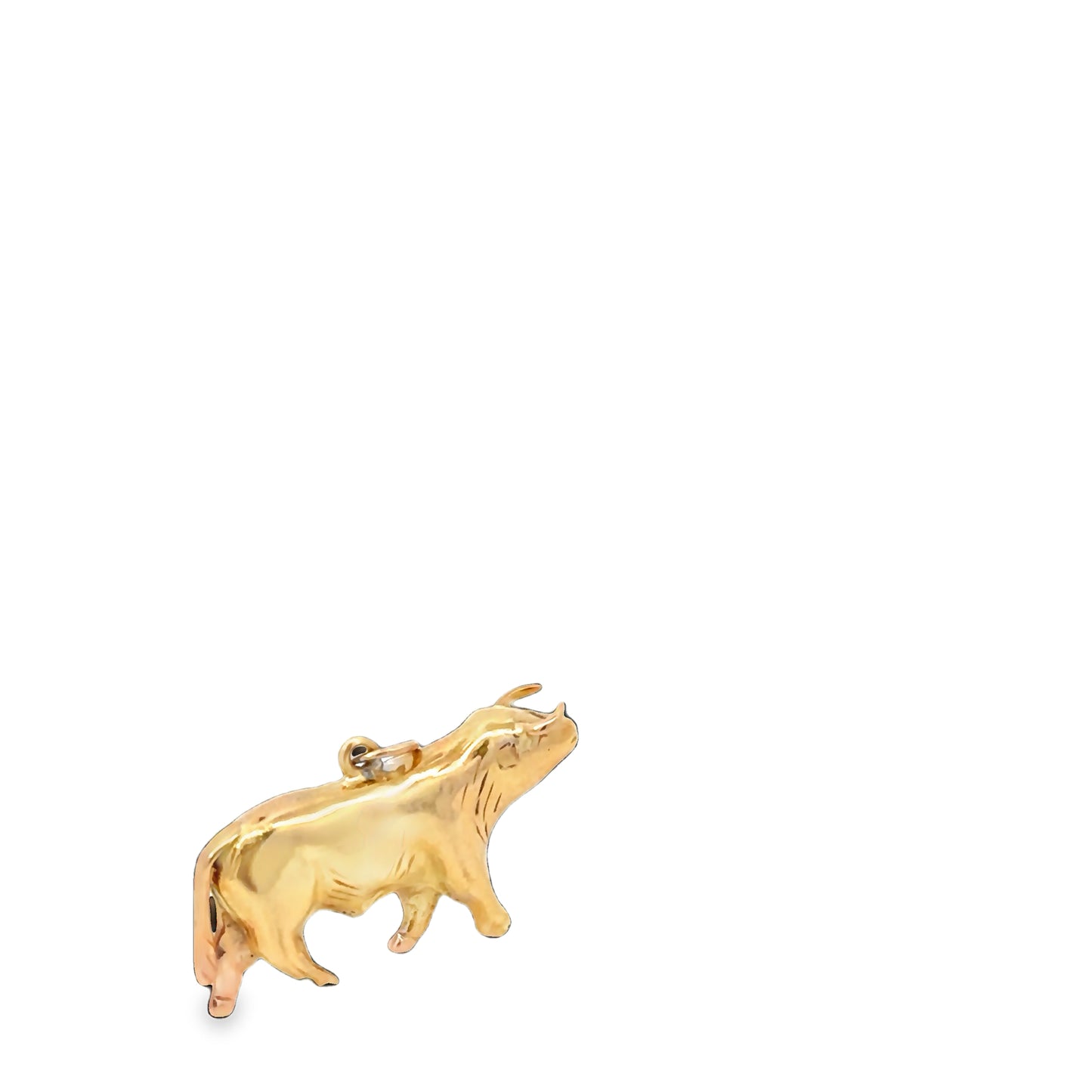 14kt yellow solid gold   bull charm vintage
