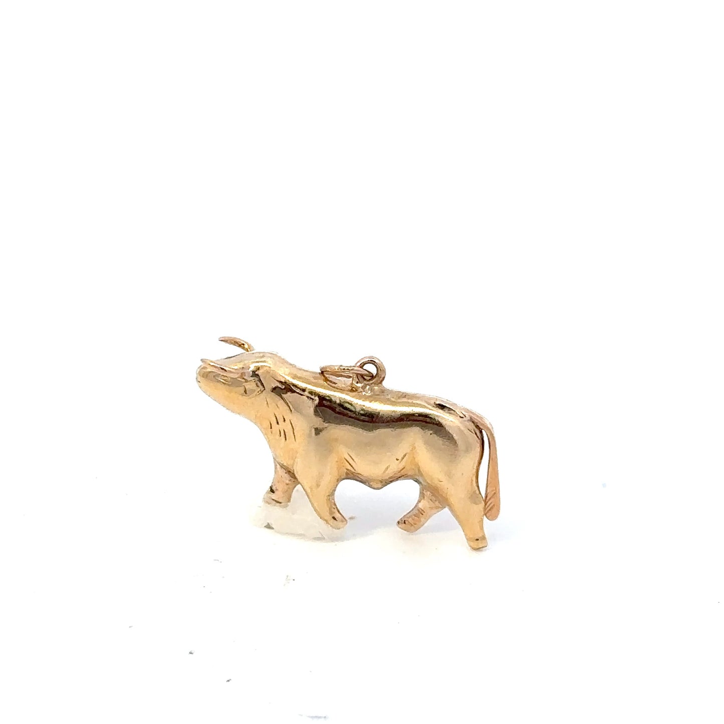 14kt yellow solid gold   bull charm vintage