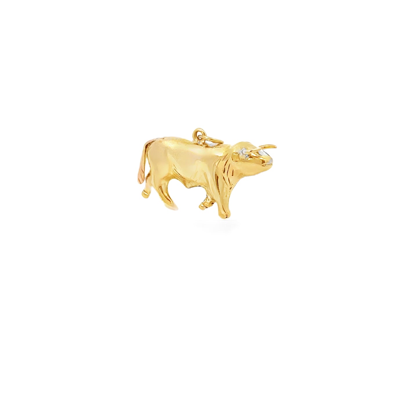 14kt yellow solid gold   bull charm vintage