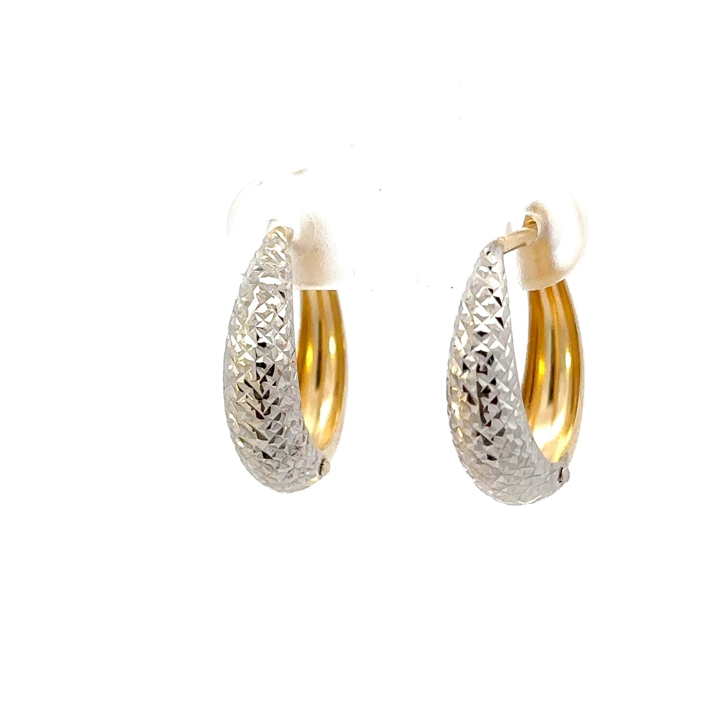 14kt solid yellow gold two tone  earrings