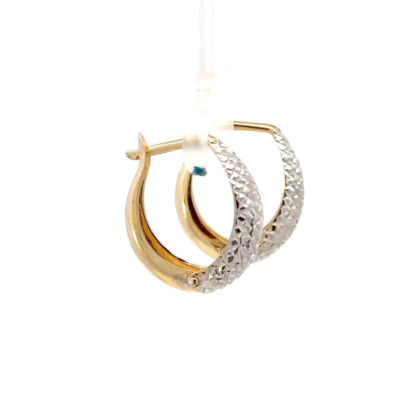 14kt solid yellow gold two tone  earrings