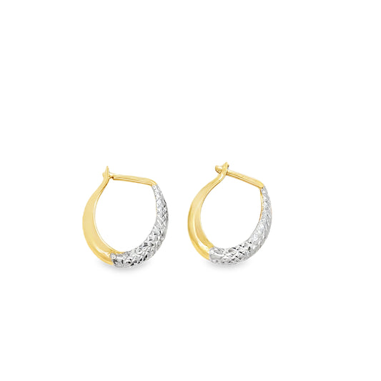 14kt solid yellow gold two tone  earrings