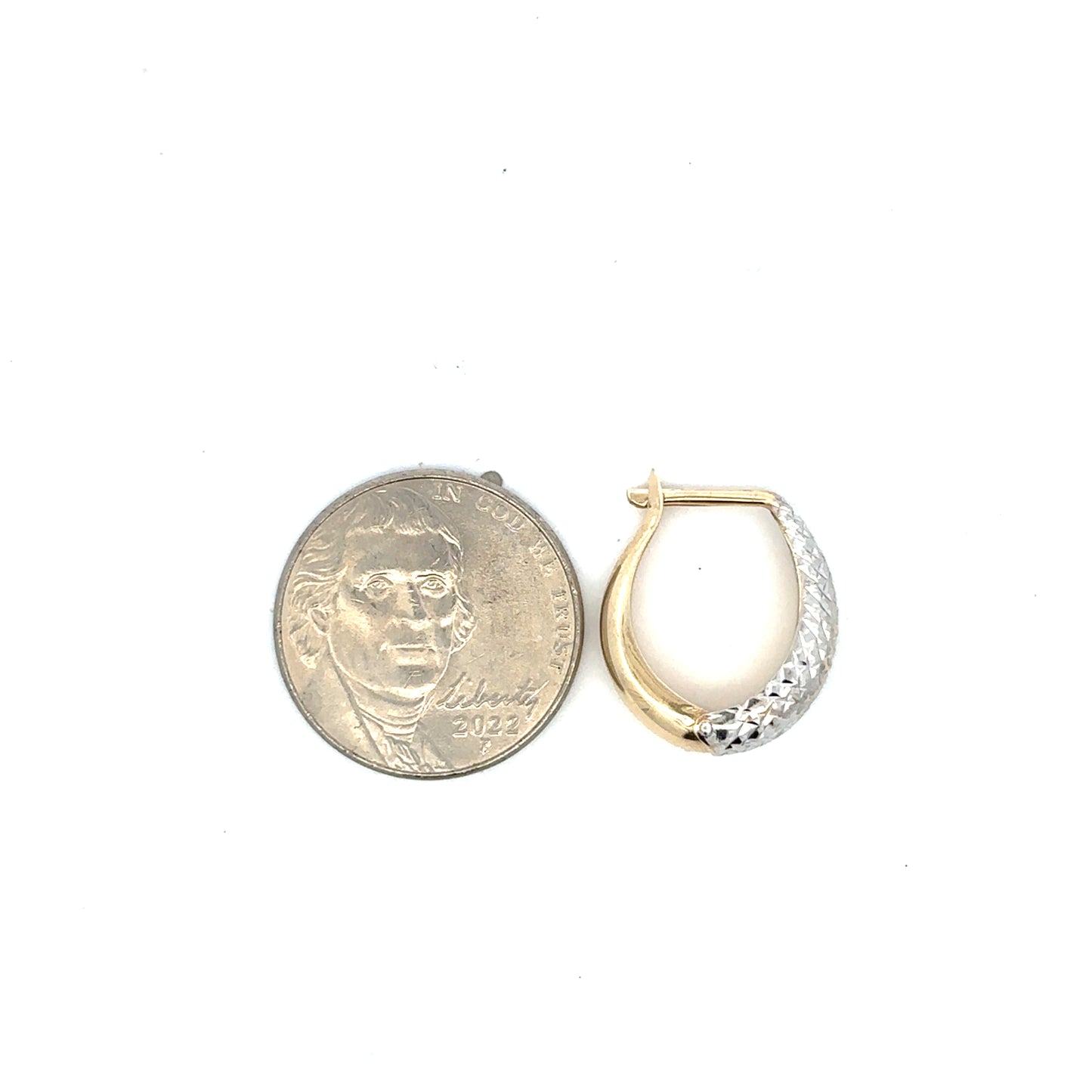 14kt solid yellow gold two tone  earrings
