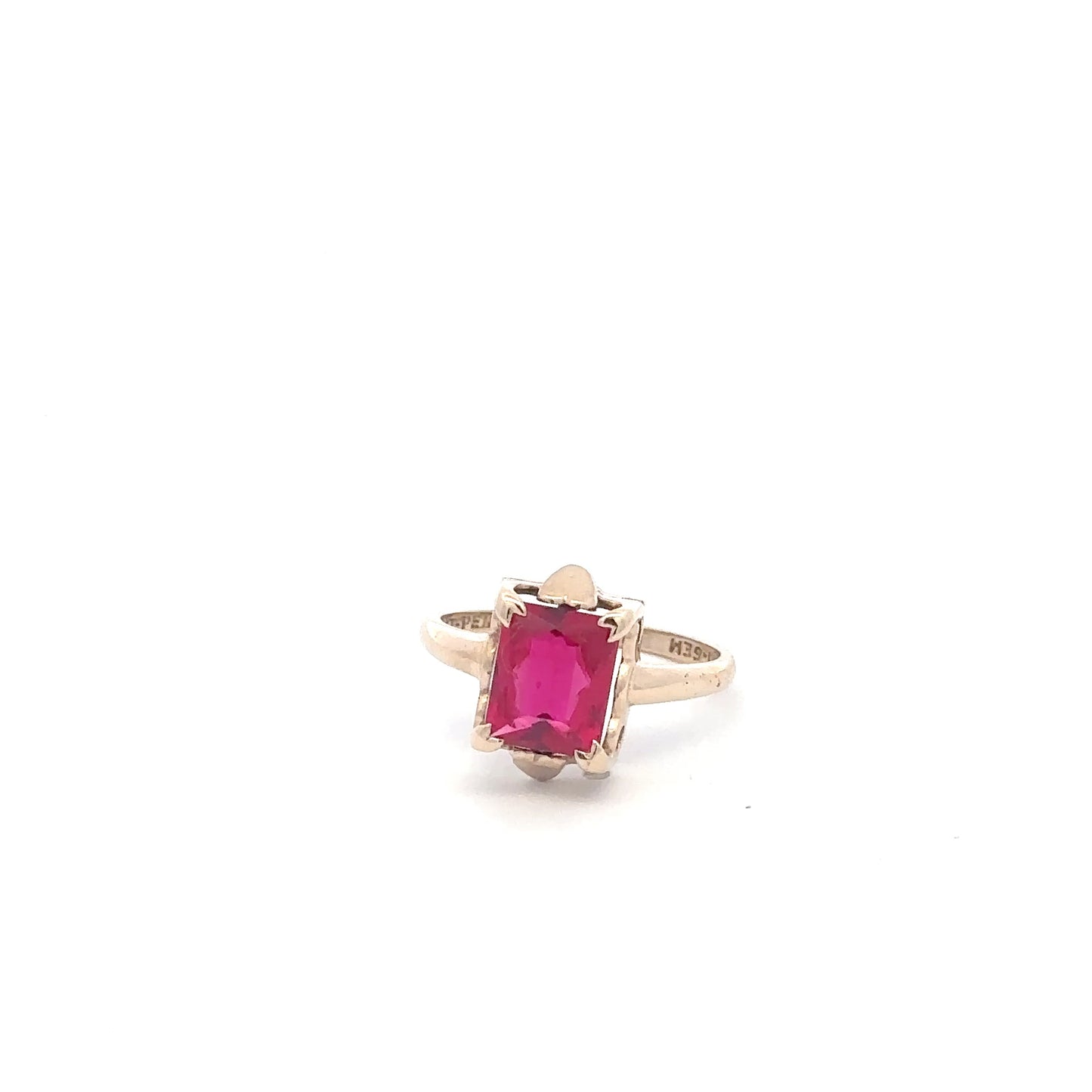 10kt solid gold vintage red stone ring  with hearts