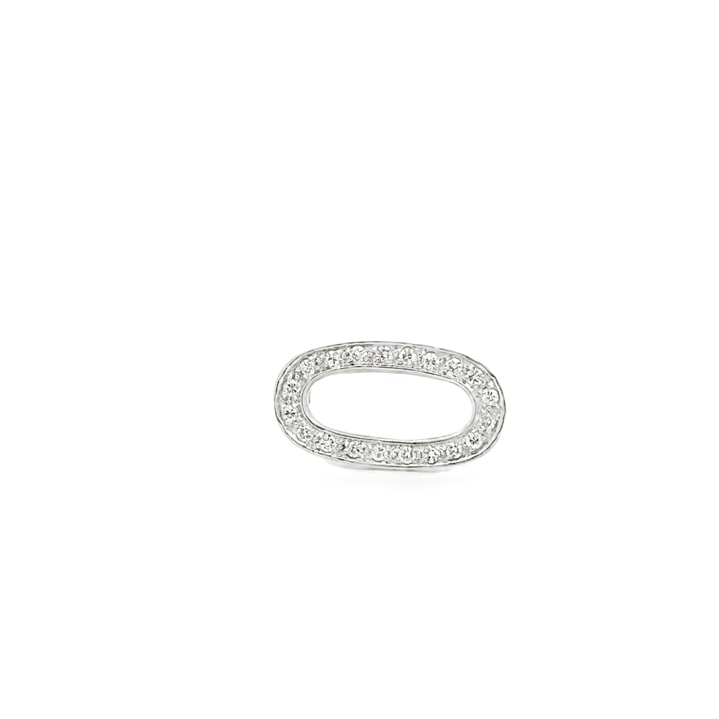 14kt white solid gold oval diamond pin  vintage