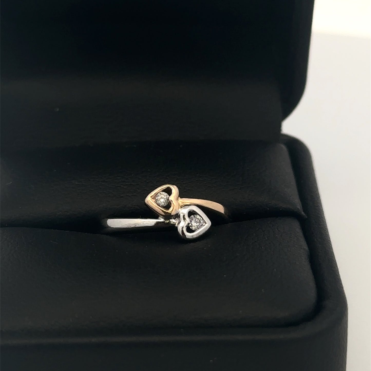 14kt two tone solid gold double heart ring vintage