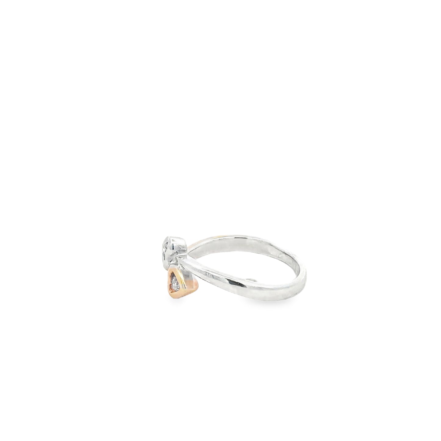14kt two tone solid gold double heart ring vintage