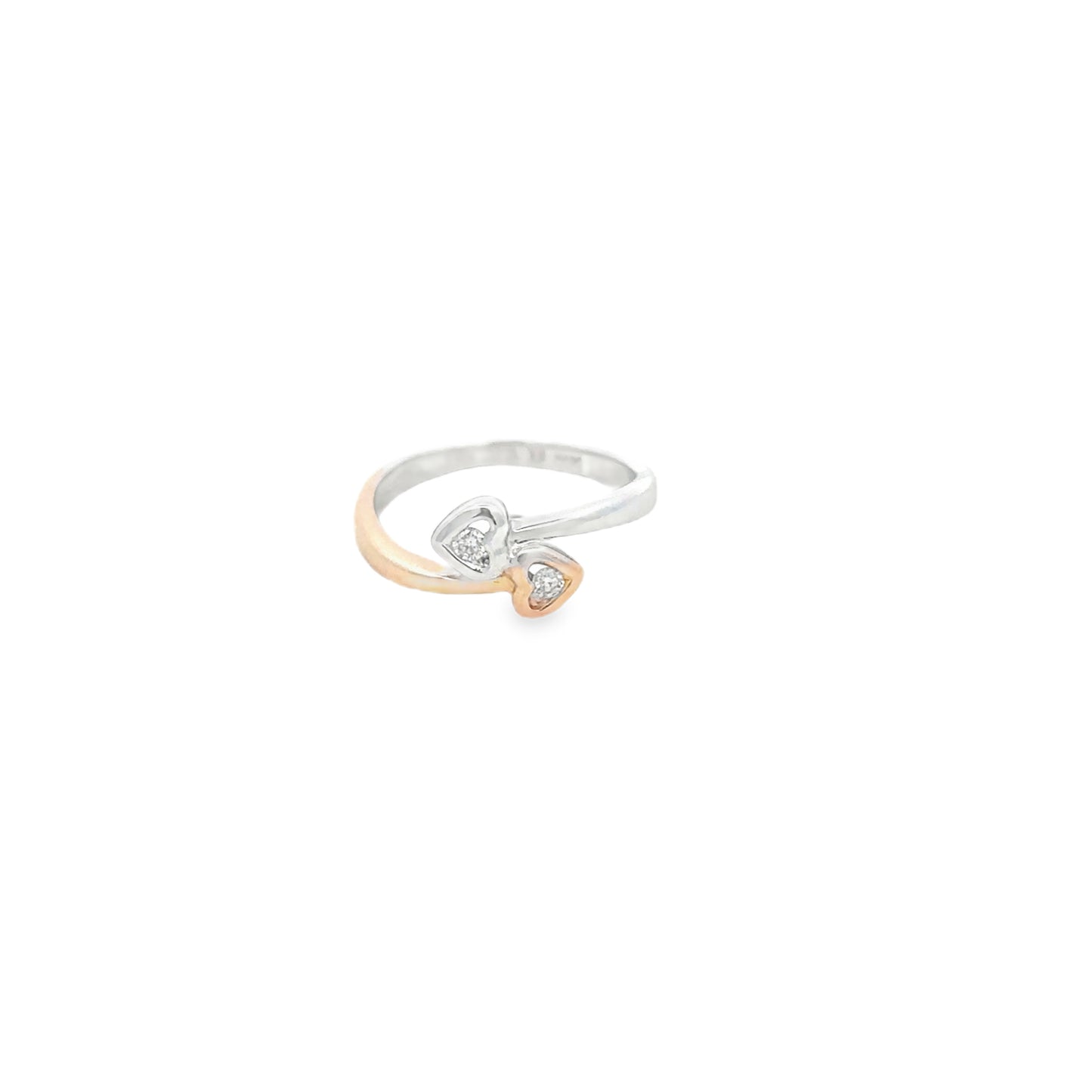 14kt two tone solid gold double heart ring vintage