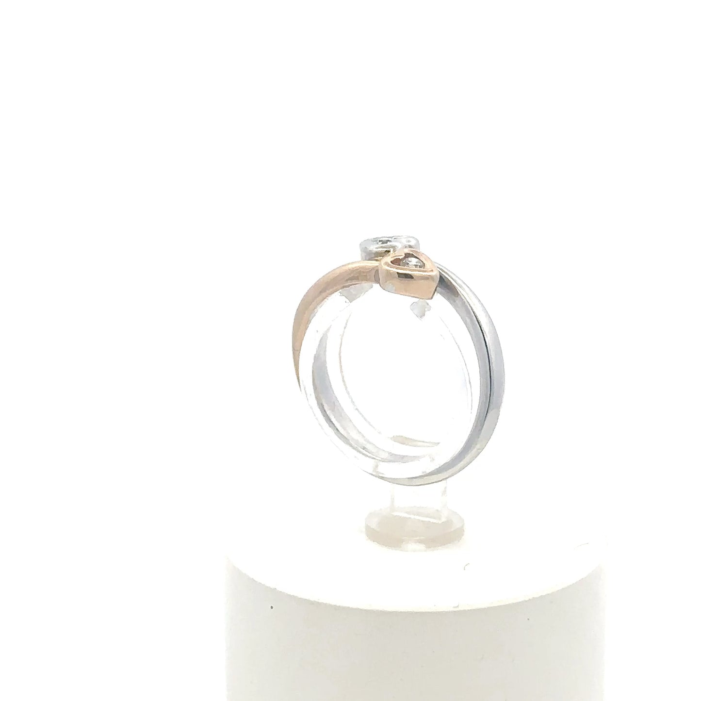 14kt two tone solid gold double heart ring vintage