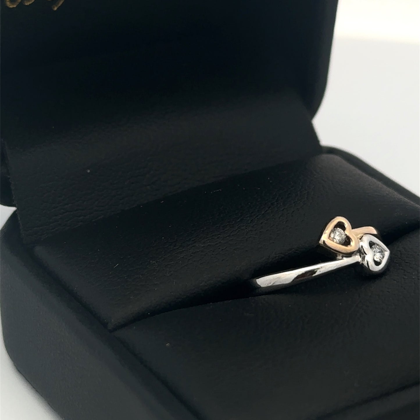 14kt two tone solid gold double heart ring vintage