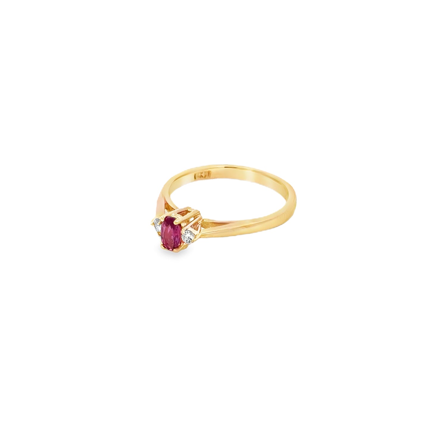 14kt yellow solid  gold ruby and diamond vintage ring