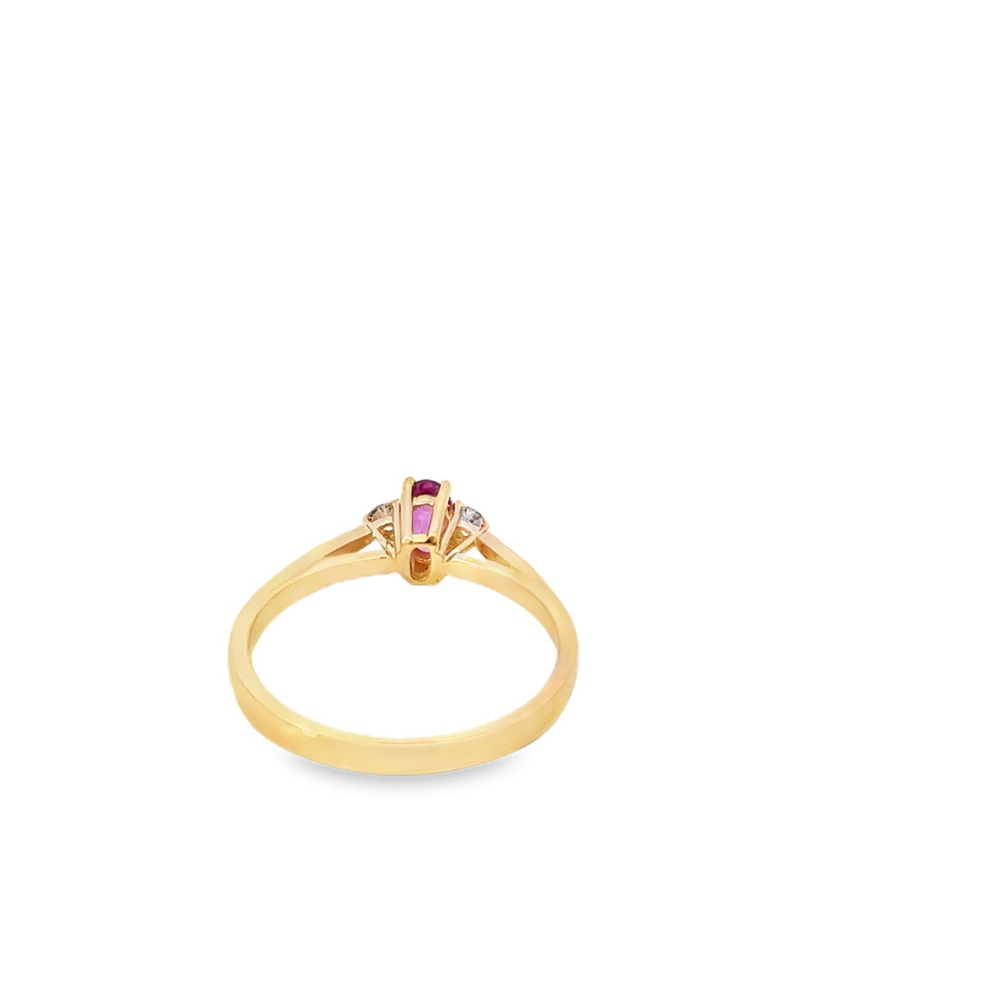 14kt yellow solid  gold ruby and diamond vintage ring