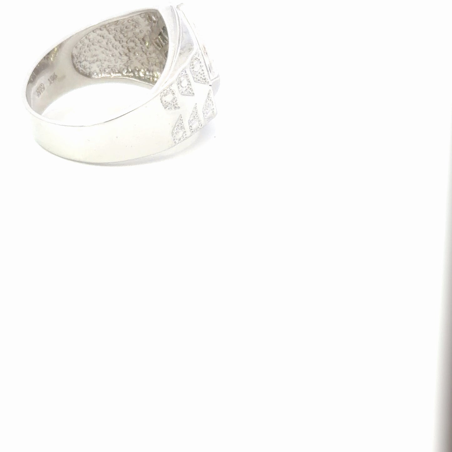 14kt solid white gold men's ring vintage sapphire and diamonds