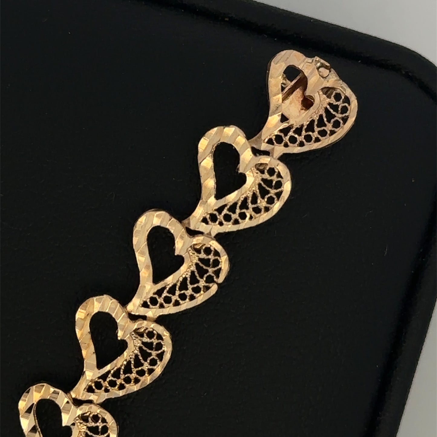 14kt yellow SOLID gold heart link bracelet VINTAGE