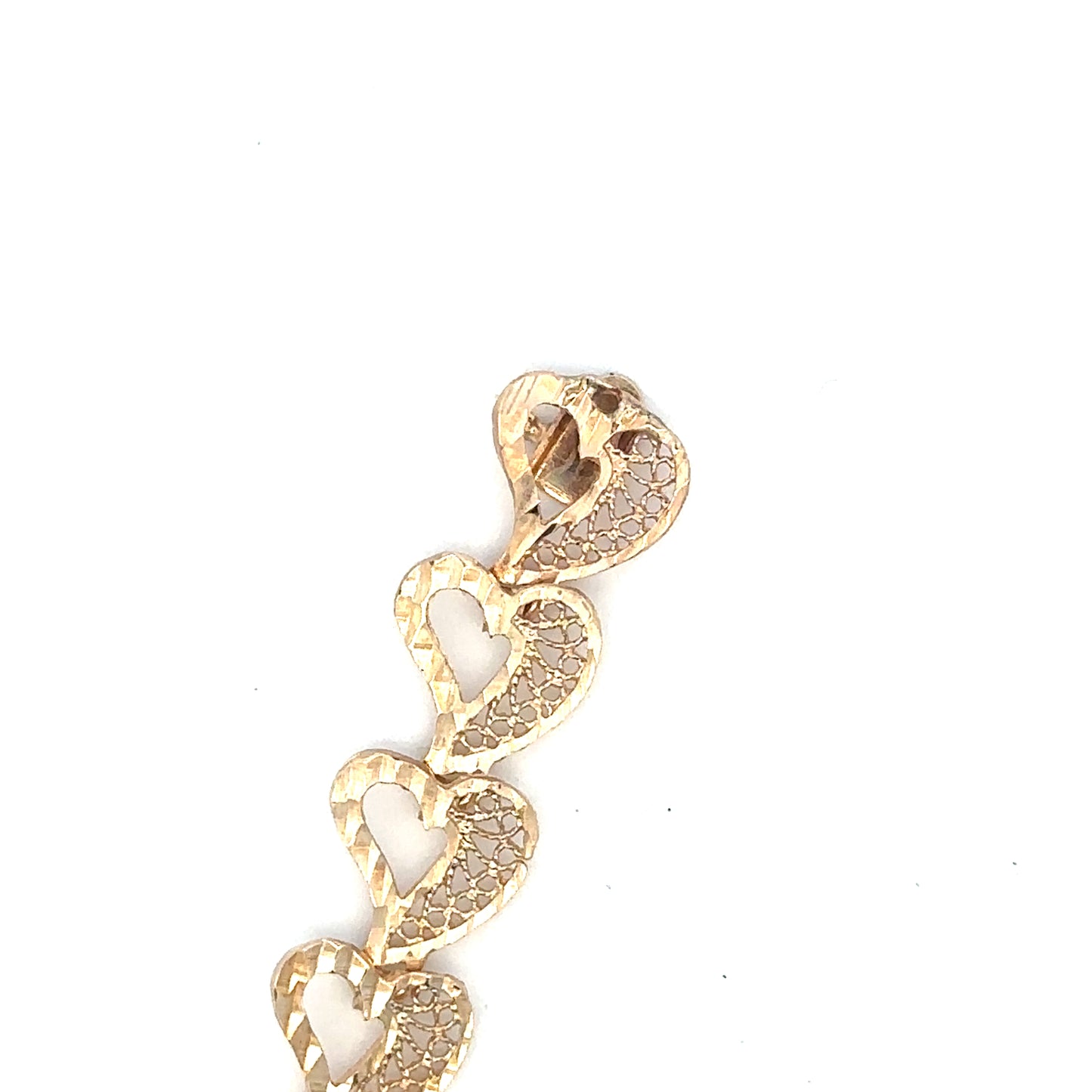 14kt yellow SOLID gold heart link bracelet VINTAGE