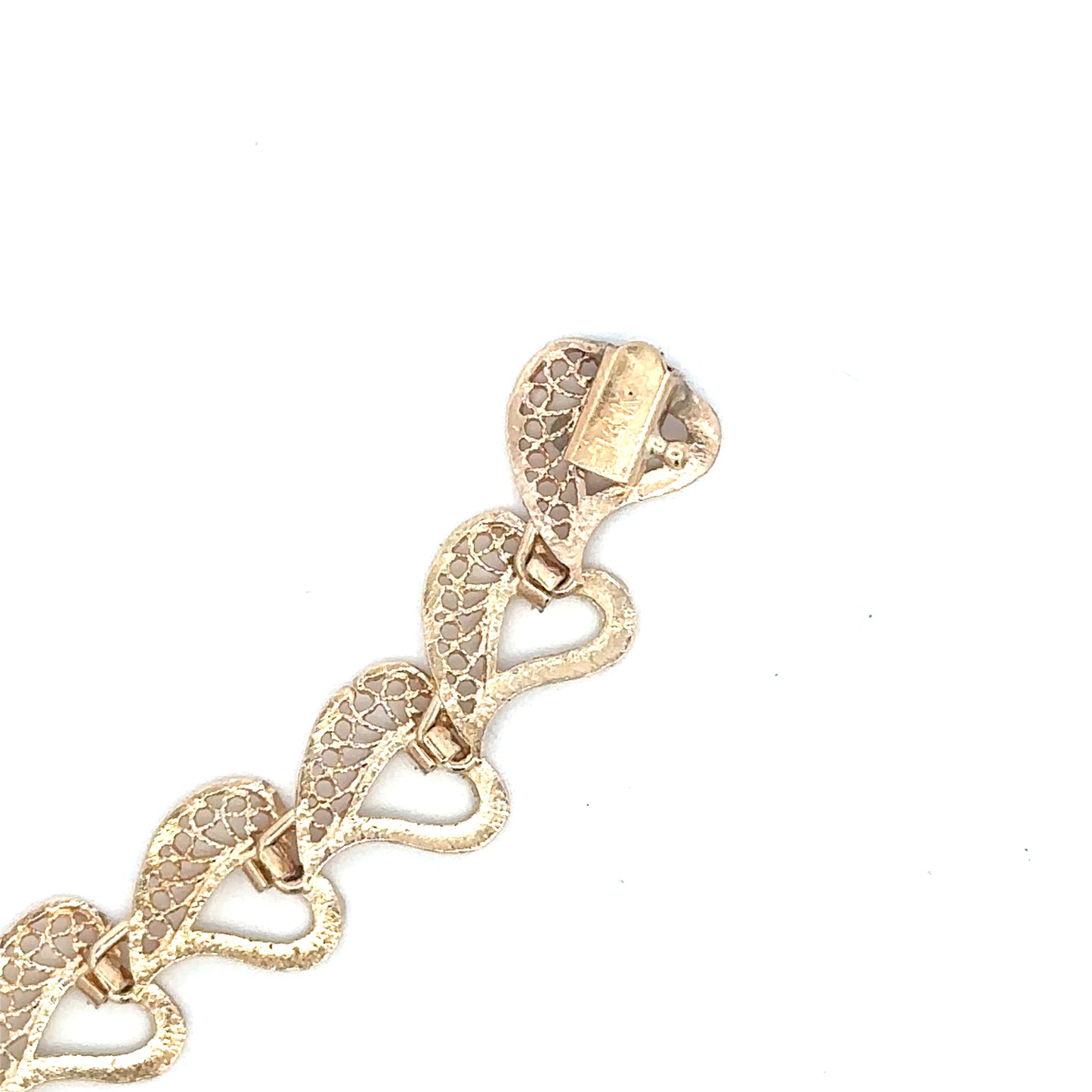 14kt yellow SOLID gold heart link bracelet VINTAGE