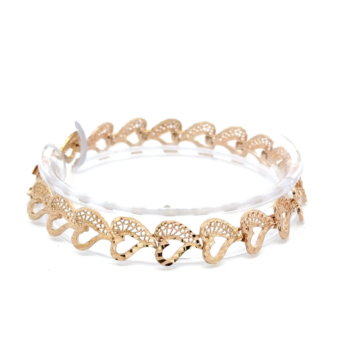 14kt yellow SOLID gold heart link bracelet VINTAGE