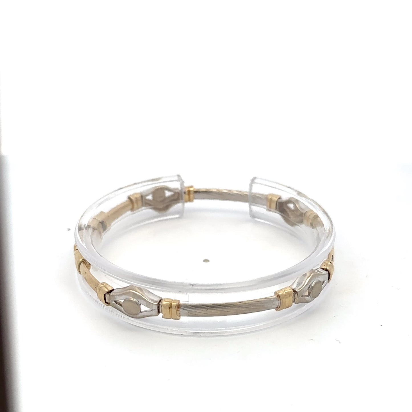 14kt  yellow and white  solid gold designer link  bracelet vintage