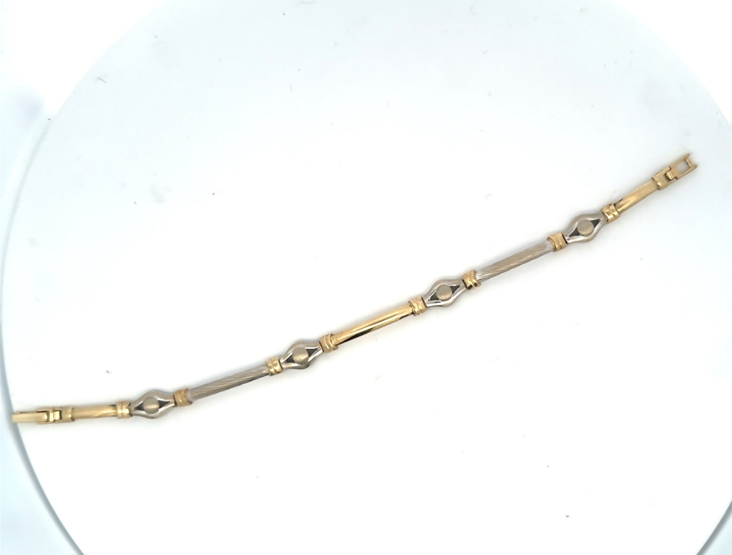 14kt  yellow and white  solid gold designer link  bracelet vintage