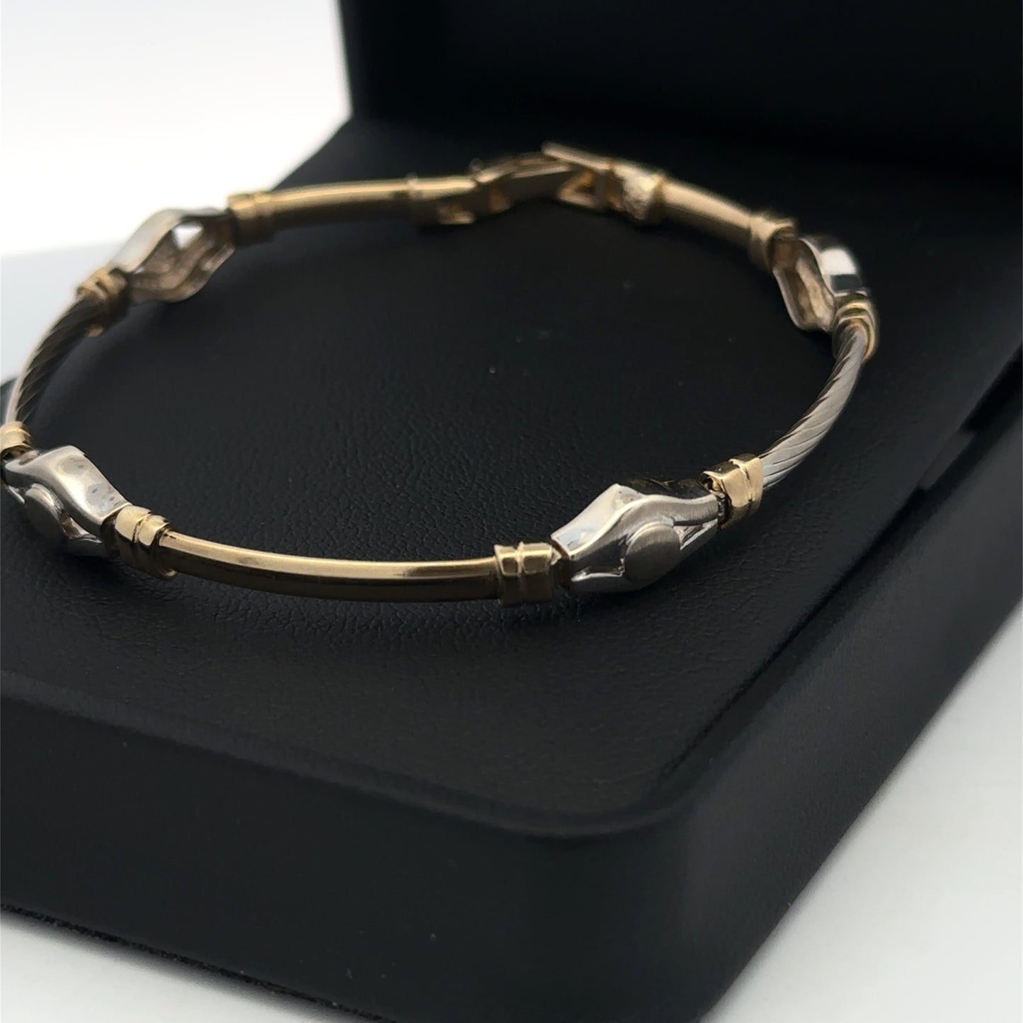 14kt  yellow and white  solid gold designer link  bracelet vintage