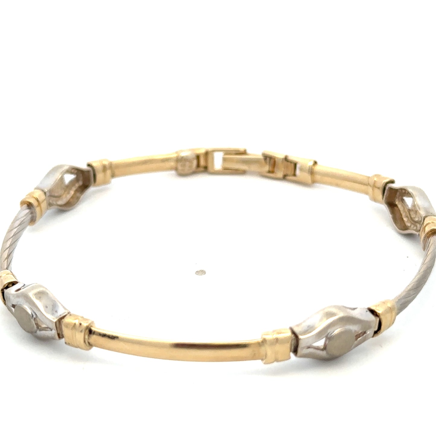 14kt  yellow and white  solid gold designer link  bracelet vintage