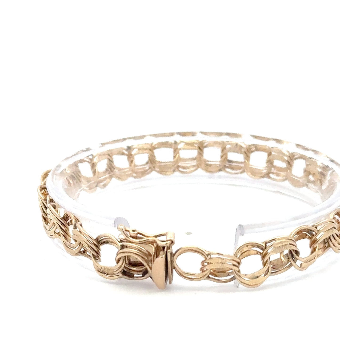 14 kt yellow  solid gold double link charm bracelet  estate