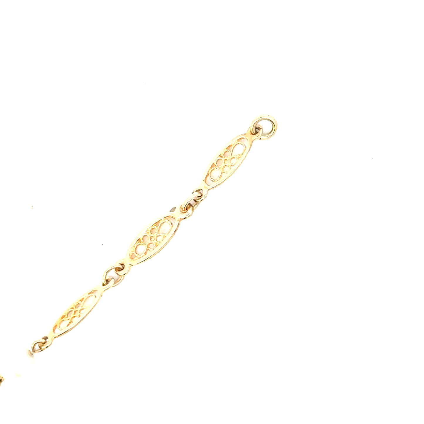 14kt yellow solid gold bracelet filigree vintage and pearls