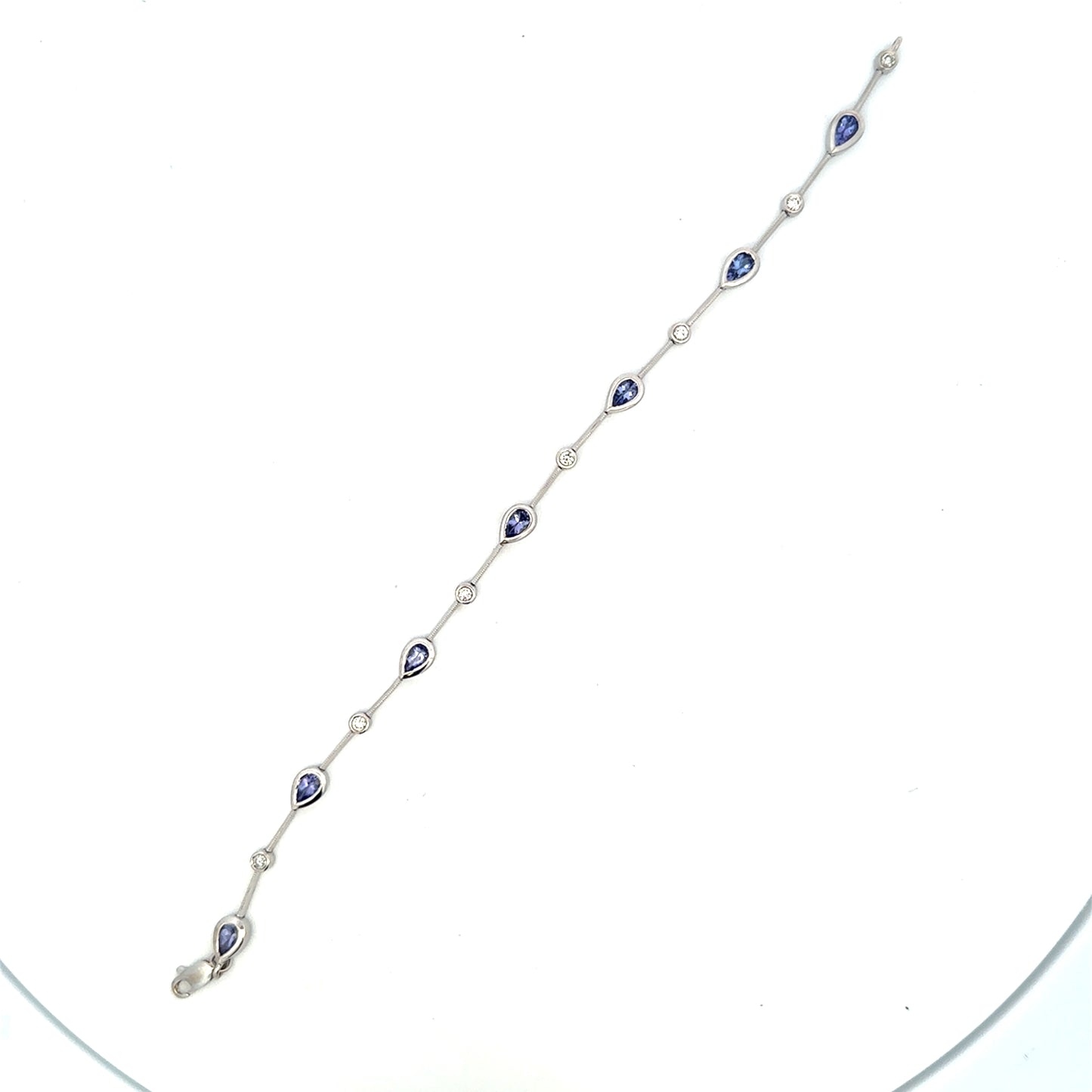 14kt white gold tanzanite and diamond bracelet