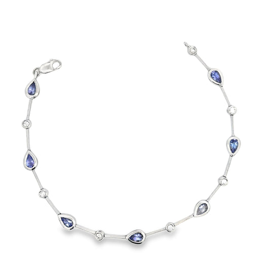 14kt white gold tanzanite and diamond bracelet