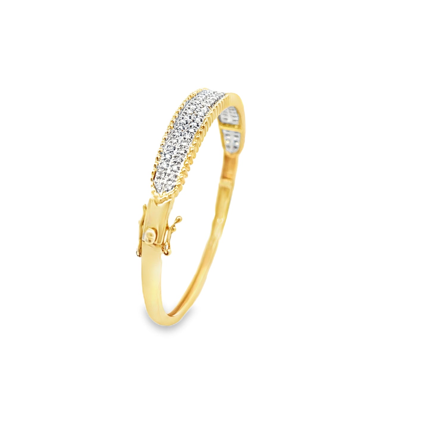 14kt yellow solid gold  diamond bangle bracelet