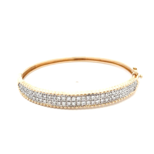 14kt yellow solid gold  diamond bangle bracelet